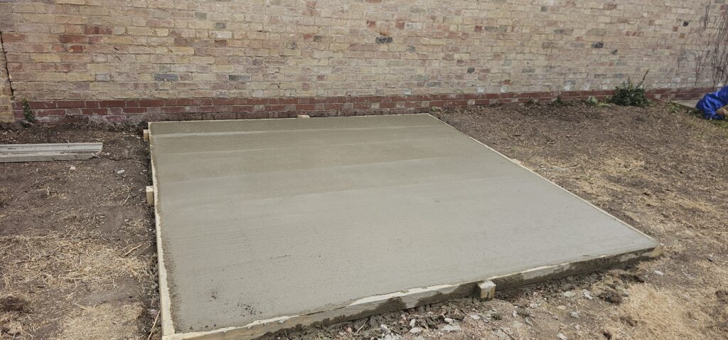 New concrete shed base