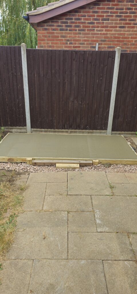 New concrete shed base