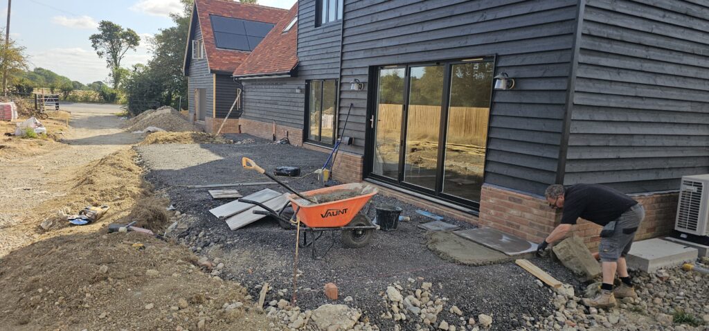 Sandstone patio at the end of day one