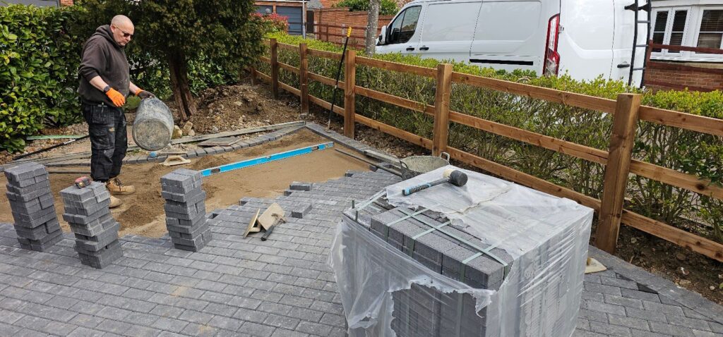 M&J Construction laying a new block paving driveway