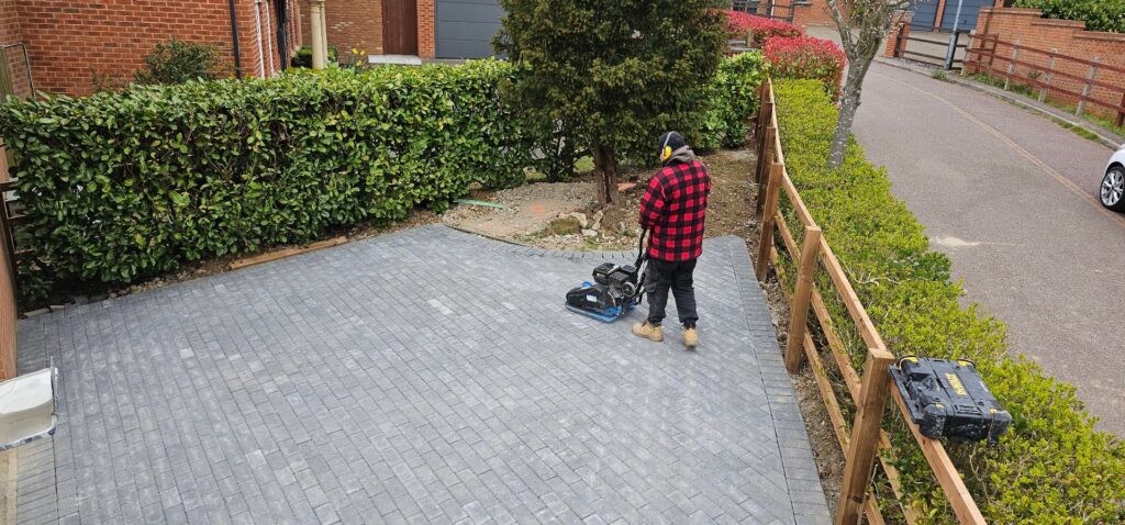 New grey block paving driveway laid by M&J Construction