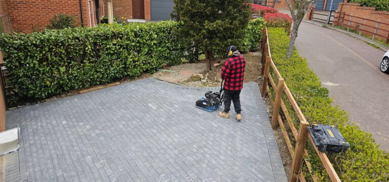 New grey block paving driveway laid by M&J Construction